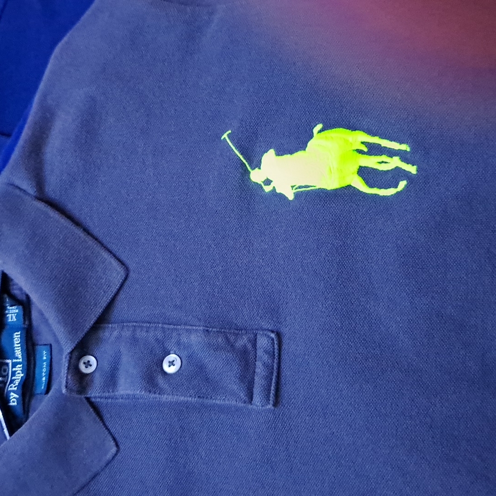 Gray short sleeve Ralph Polo Lauren shirt  XL custom fit